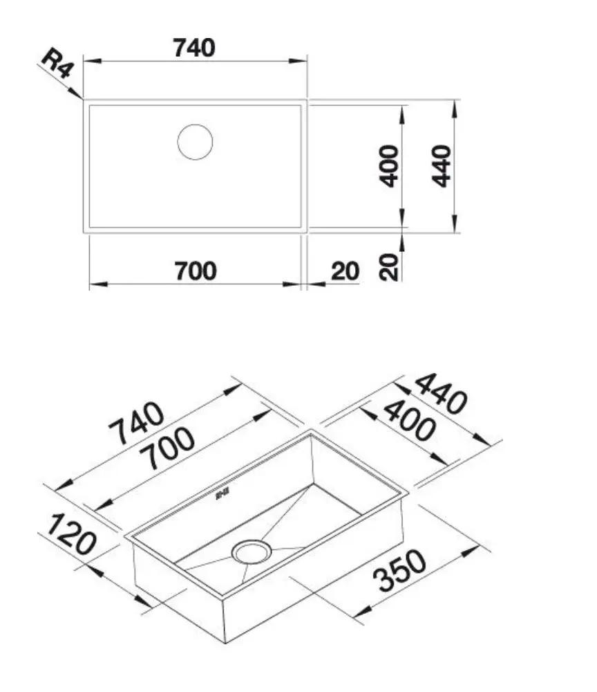 Chậu rửa bát Blanco Zerox 700U | 521593