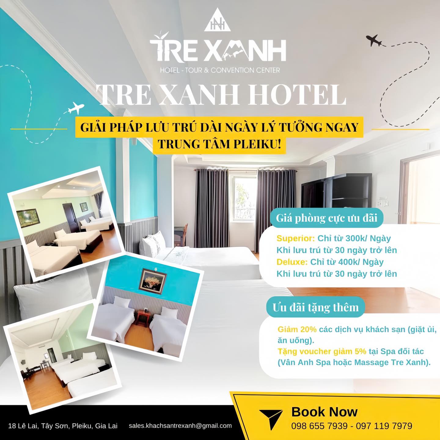 TRE XANH HOTEL – GIẢI PHÁP LƯU TRÚ DÀI NGÀY LÝ TƯỞNG NGAY TRUNG TÂM PLEIKU!