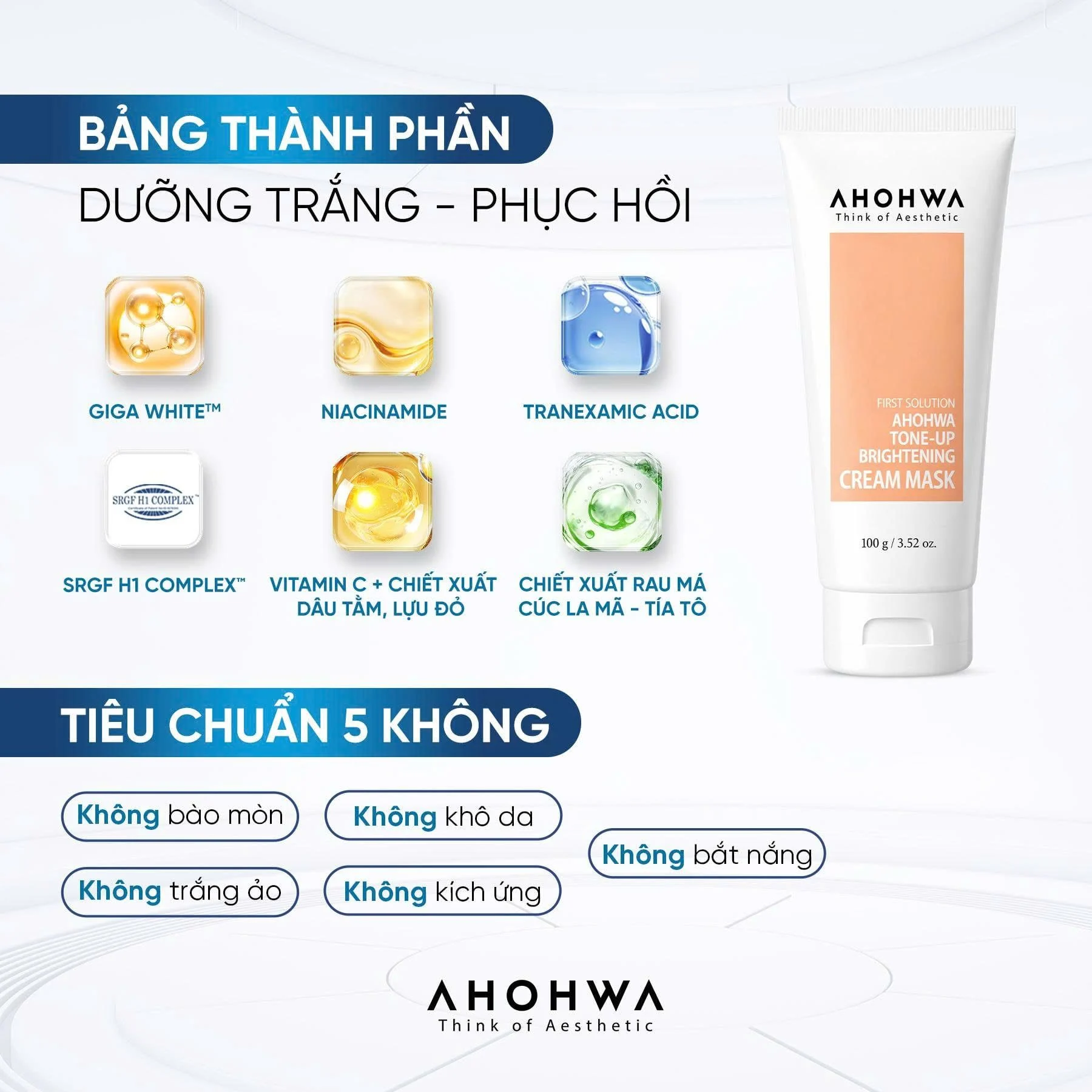 Kem Ủ Trắng Da Ahohwa Brightening Mask