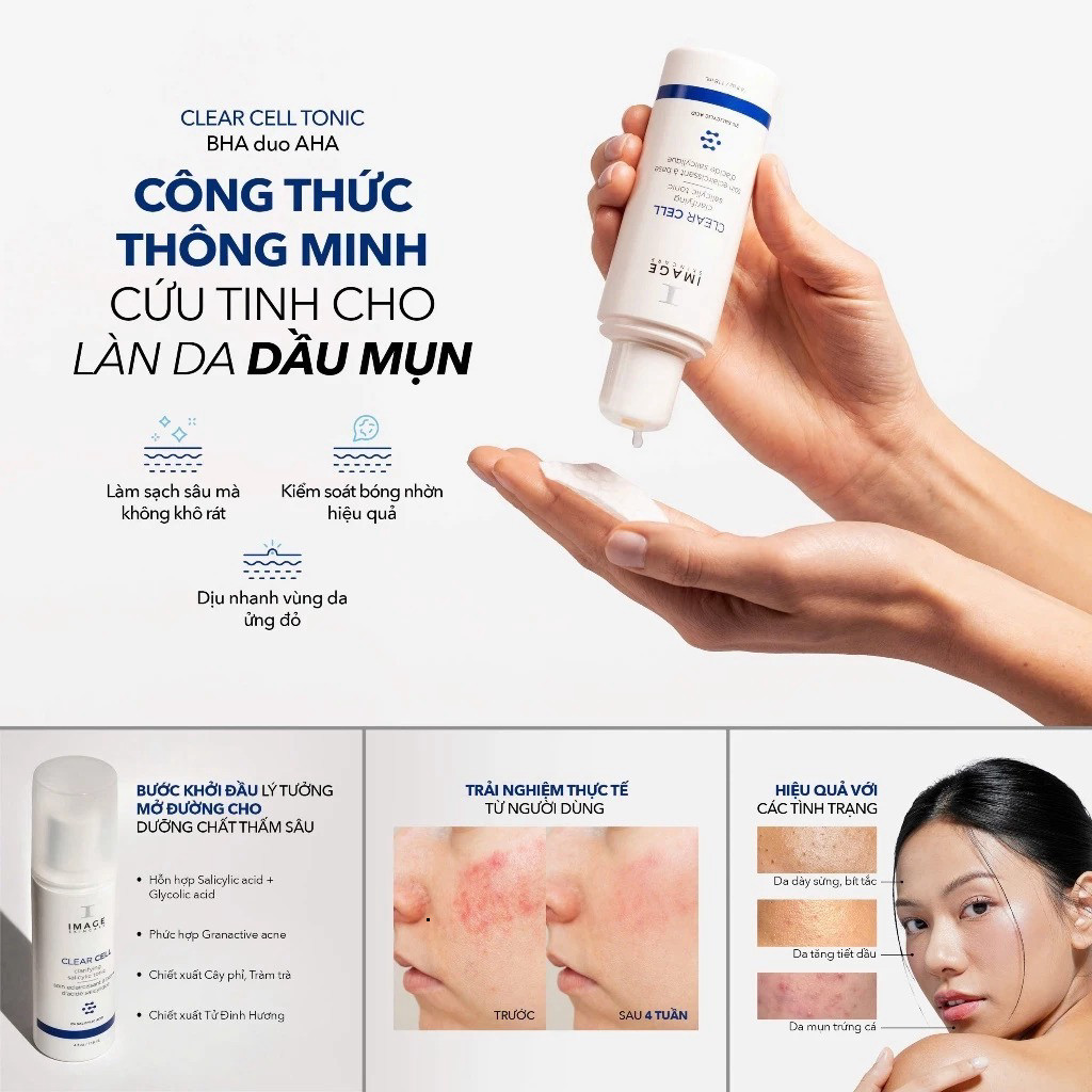 Dung dịch BHA 2% IMAGE Clear Cell Salicylic Clarifying Tonic 118ml