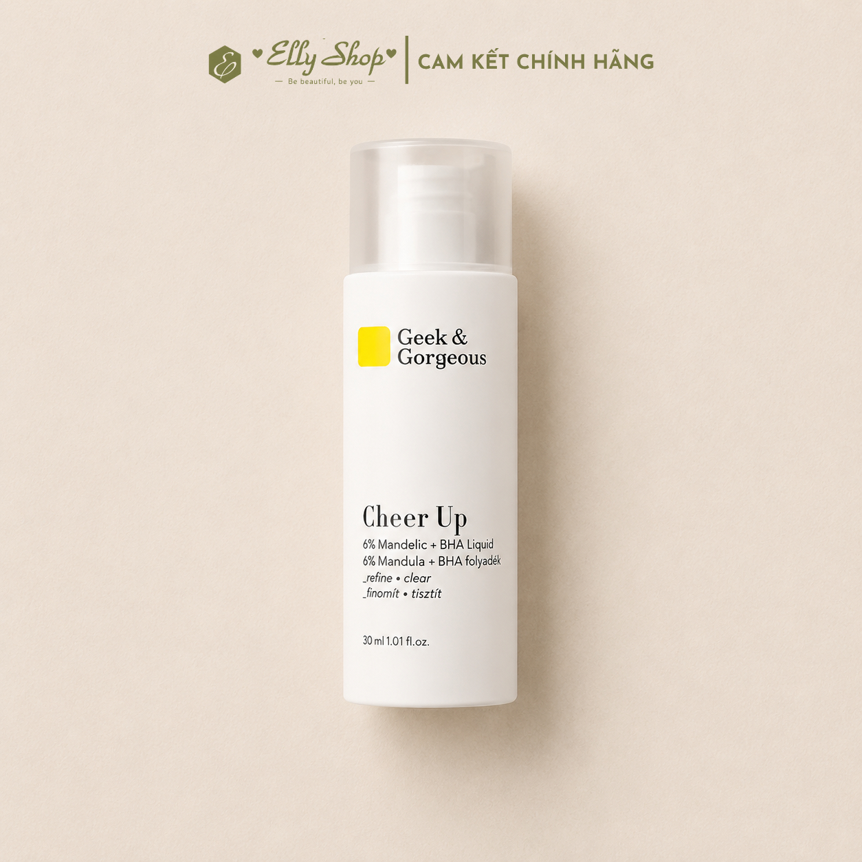 Tẩy Tế Bào Chết Geek & Gorgeous Cheer Up 5% Mandelic Acid + 1% BHA Lipuid Exfloiant 30ml