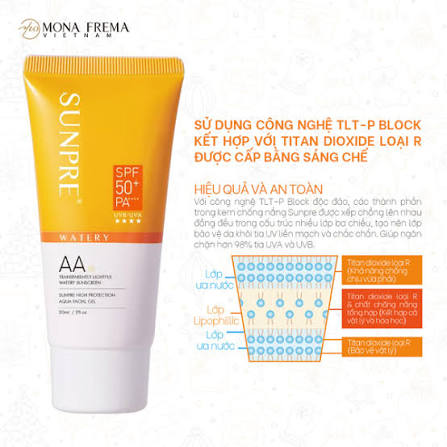 Kem Chống Nắng Mona Frema Sunpre High Protection SPF 50+ PA++++
