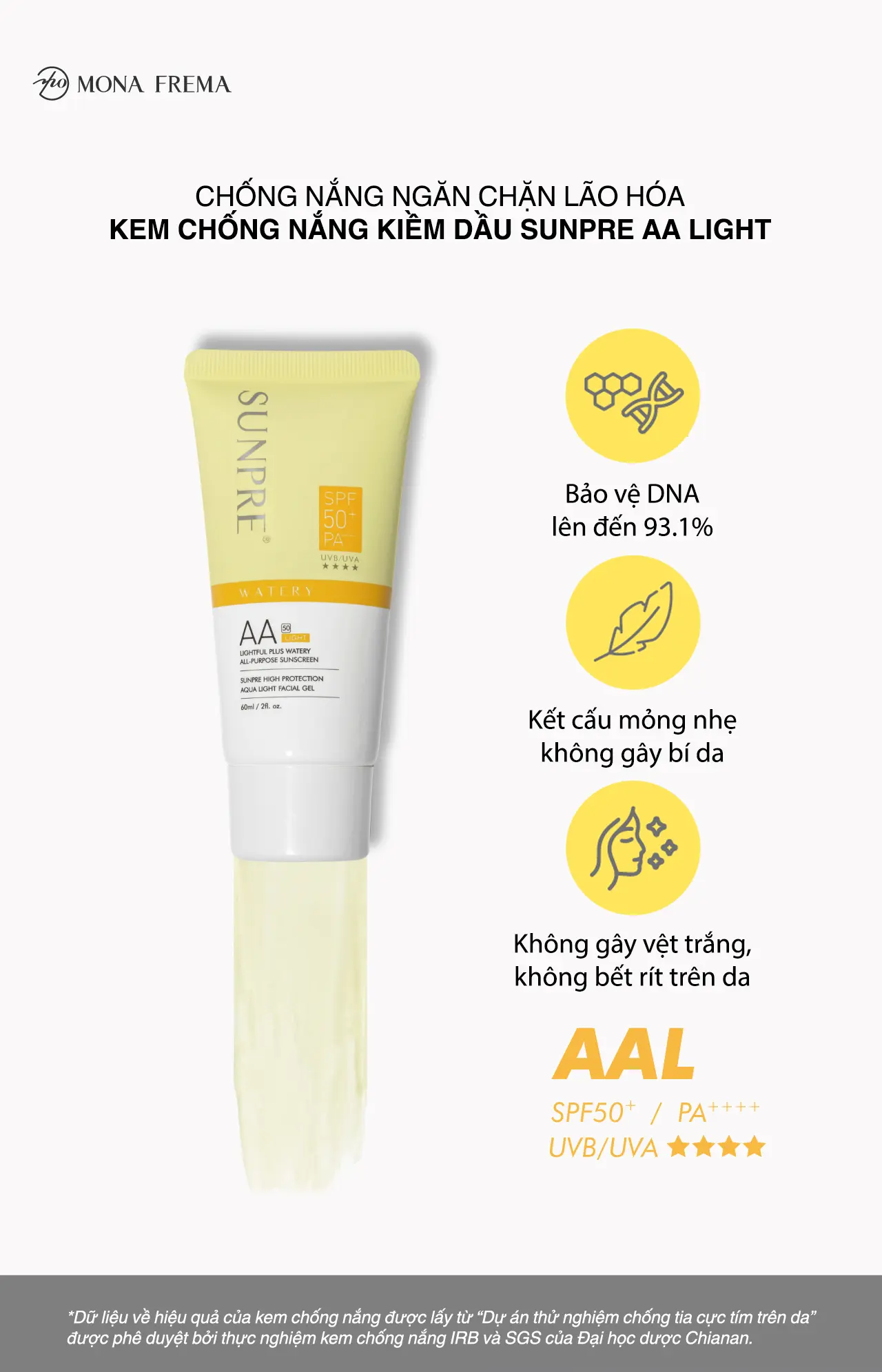 Kem Chống Nắng Mona Frema Sunpre High Protection SPF 50+ PA++++