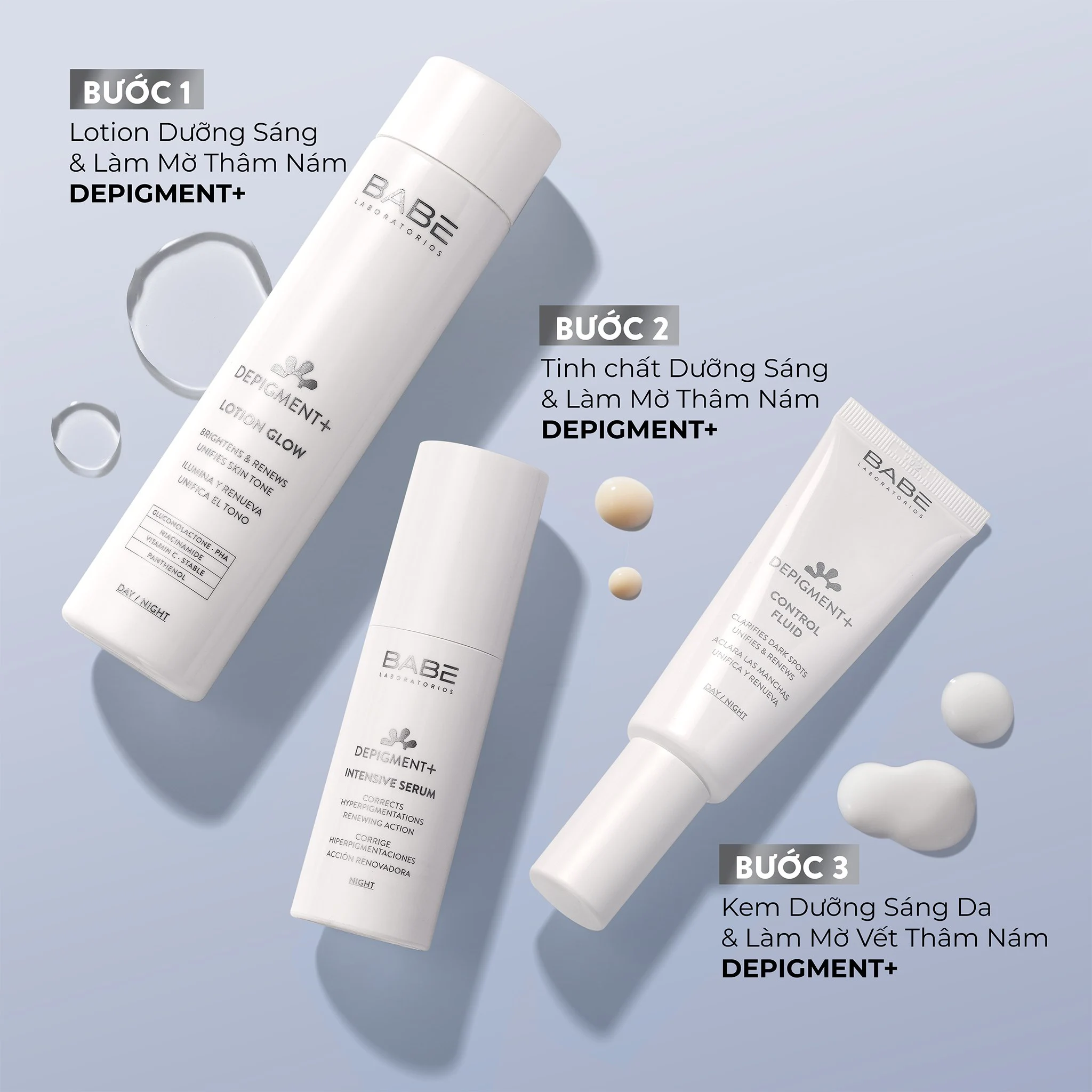 Kem Dưỡng BABÉ Depigment+ Control Fluid 40ml - Làm Mờ Thâm Nám, Dưỡng Sáng Da