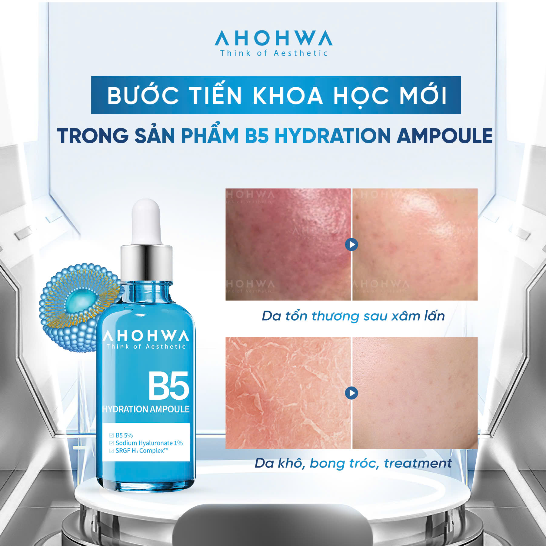Tinh Chất Ahohwa Hydration Ampoule B5 30ml - Cấp Ẩm, Phục Hồi & Làm Dịu Da