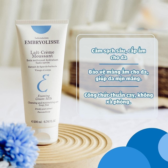 Sữa Rửa Mặt Embryolisse Foaming Cream Milk Làm Sạch Sâu & Chống Oxy Hóa 200ml