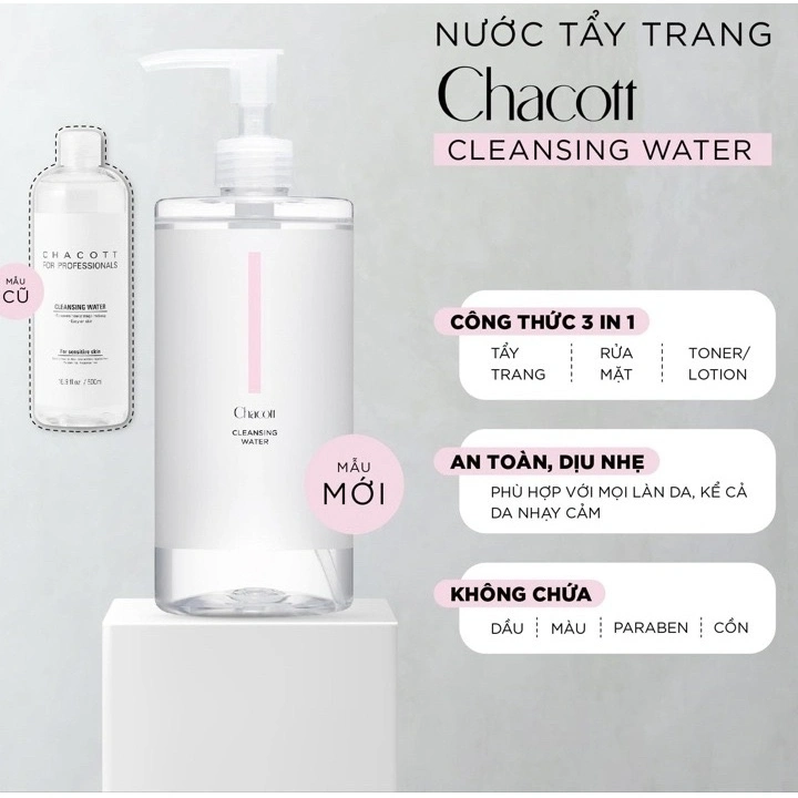 Nước Tẩy Trang Chacott For Professionals Cleansing Water 500ml - Dành cho da nhạy cảm