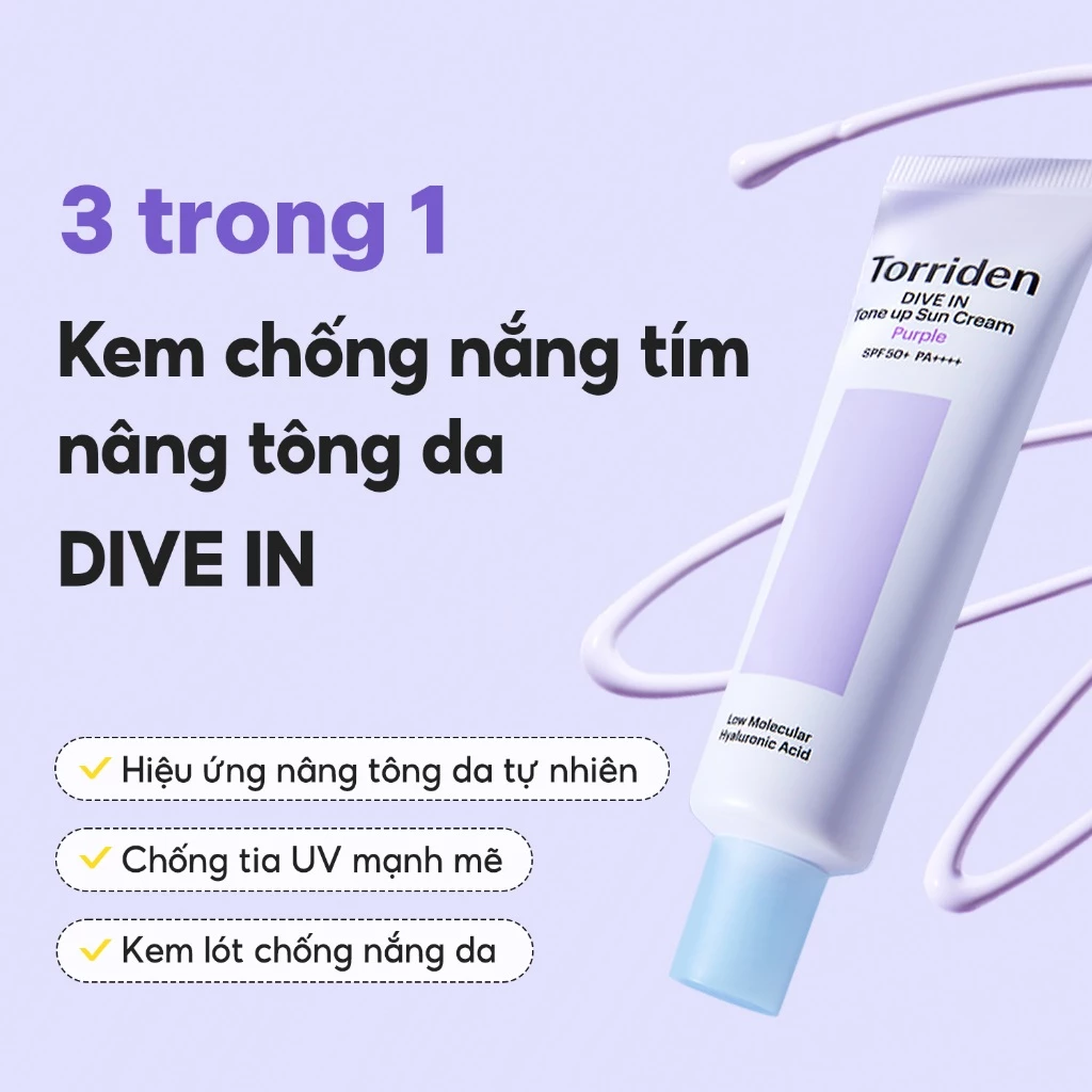Kem Chống Nắng Torriden Dive In Tone Up Sun Cream Purple SPF 50+ PA++++ (60ml)