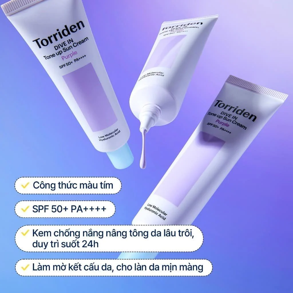 Kem Chống Nắng Torriden Dive In Tone Up Sun Cream Purple SPF 50+ PA++++ (60ml)