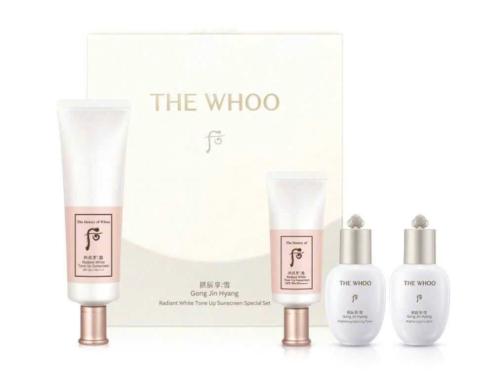 Set Kem chống nắng Whoo nâng tông Gongjinhyang Seol Radiant White Tone Up Sunscreen SPF50+,PA++++