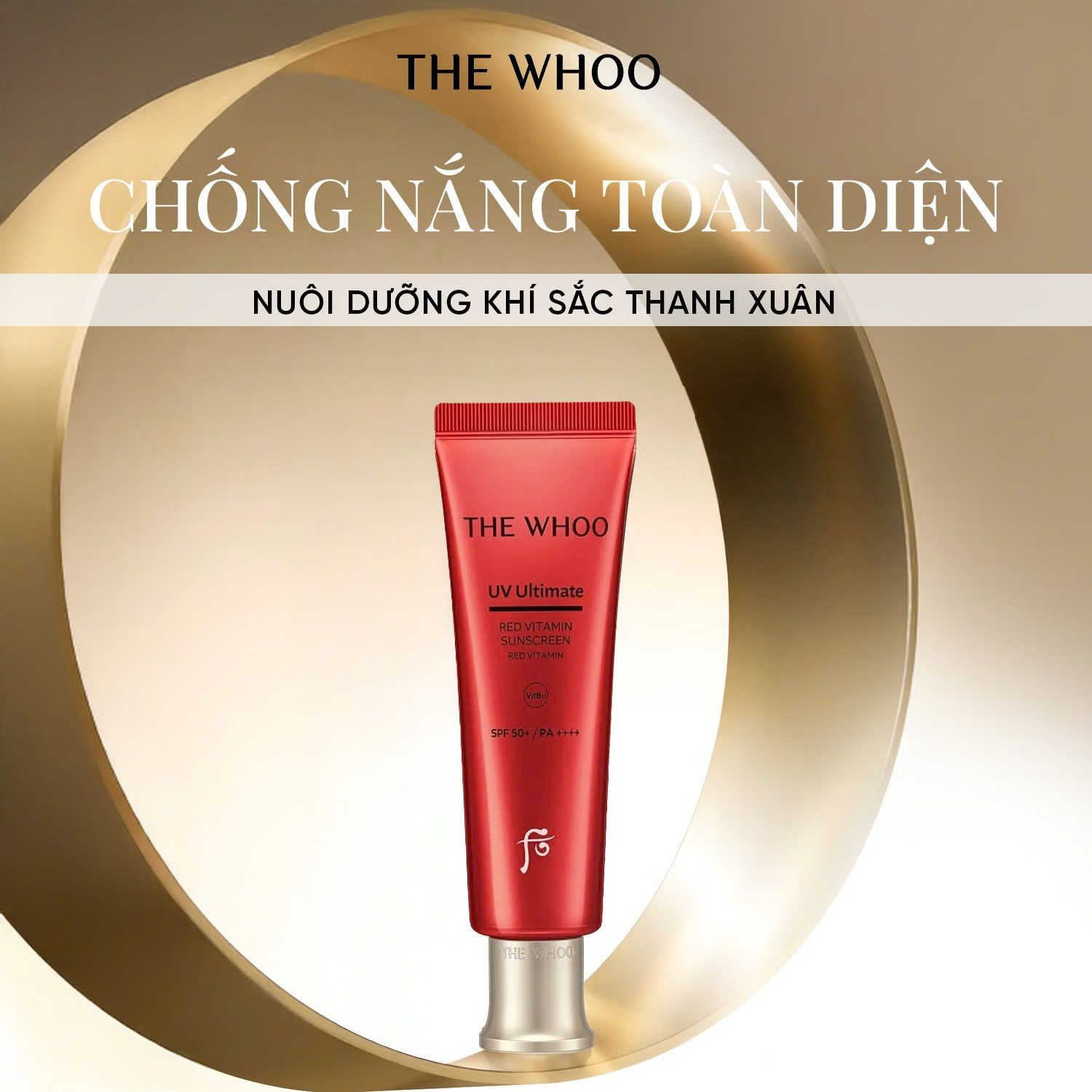 Set Kem Chống Nắng Whoo Đỏ THE WHOO UV Ultimate Red Vitamin Sunscreen SPF50+/PA++++ nuôi dưỡng và bảo vệ da toàn diện.