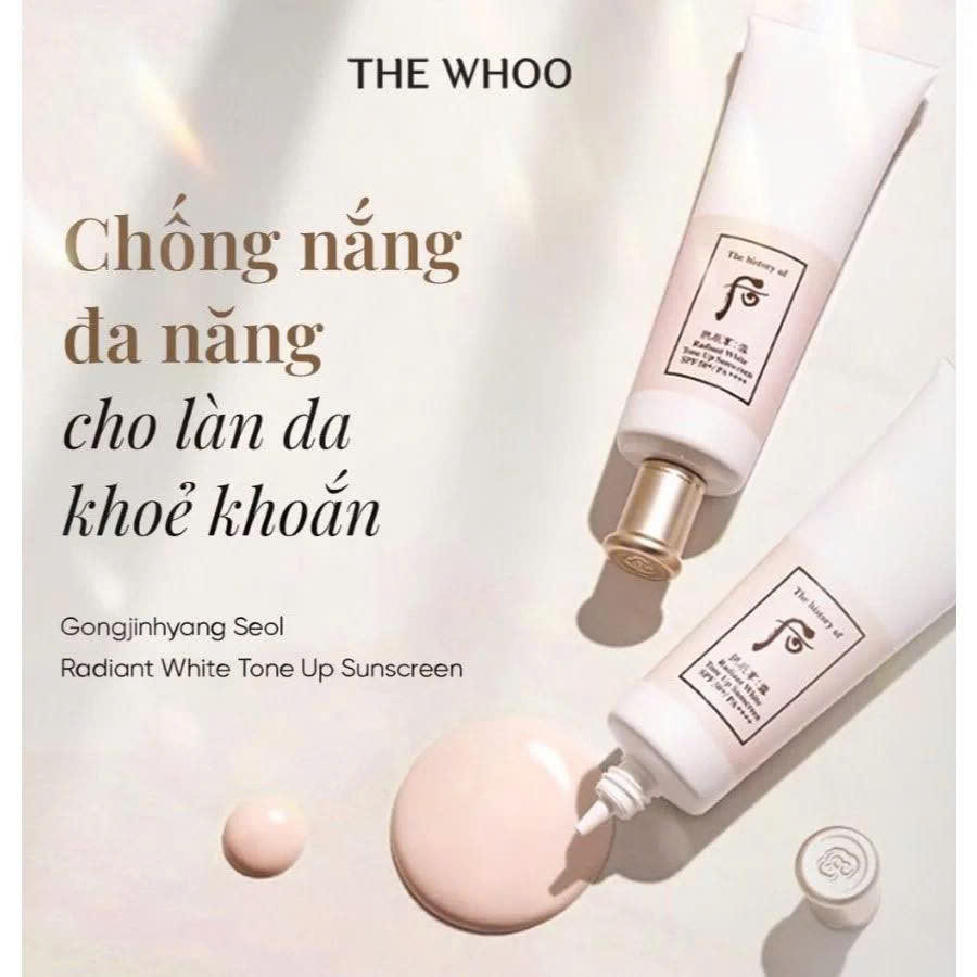Set Kem chống nắng Whoo nâng tông Gongjinhyang Seol Radiant White Tone Up Sunscreen SPF50+,PA++++
