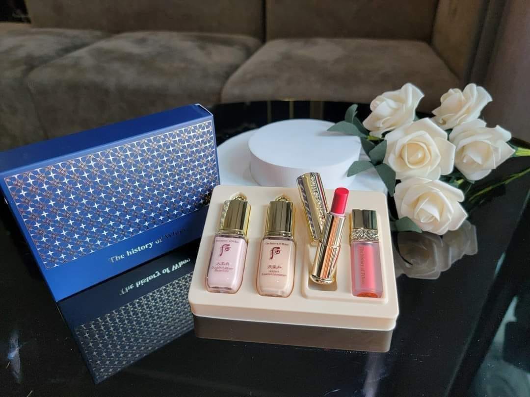 Set kem lót, kem nền whoo tái sinh + 2 son mini Whoo 𝗱𝗼̀𝗻𝗴 𝘁𝗮́𝗶 𝘀𝗶𝗻𝗵 𝗰𝗮𝗼 𝗰𝗮̂́𝗽