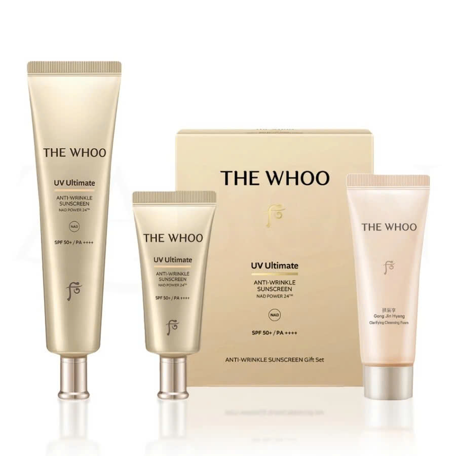 Set Kem chống nắng The Whoo UV Ultimate Anti-Wrinkle Sunscreen SPF 50+/PA ++++ cải thiện nếp nhăn