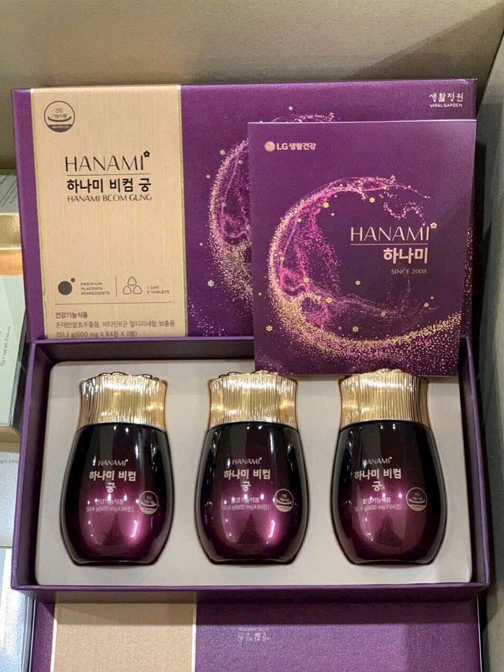 Viên Uống Chăm Sóc Sức Khỏe SHJW Hanami Bcom Gung 84 viên x 3 lọ - Bổ sung năng lượng – Giảm mệt mỏi – Dưỡng da, đẹp tóc, tăng đề kháng