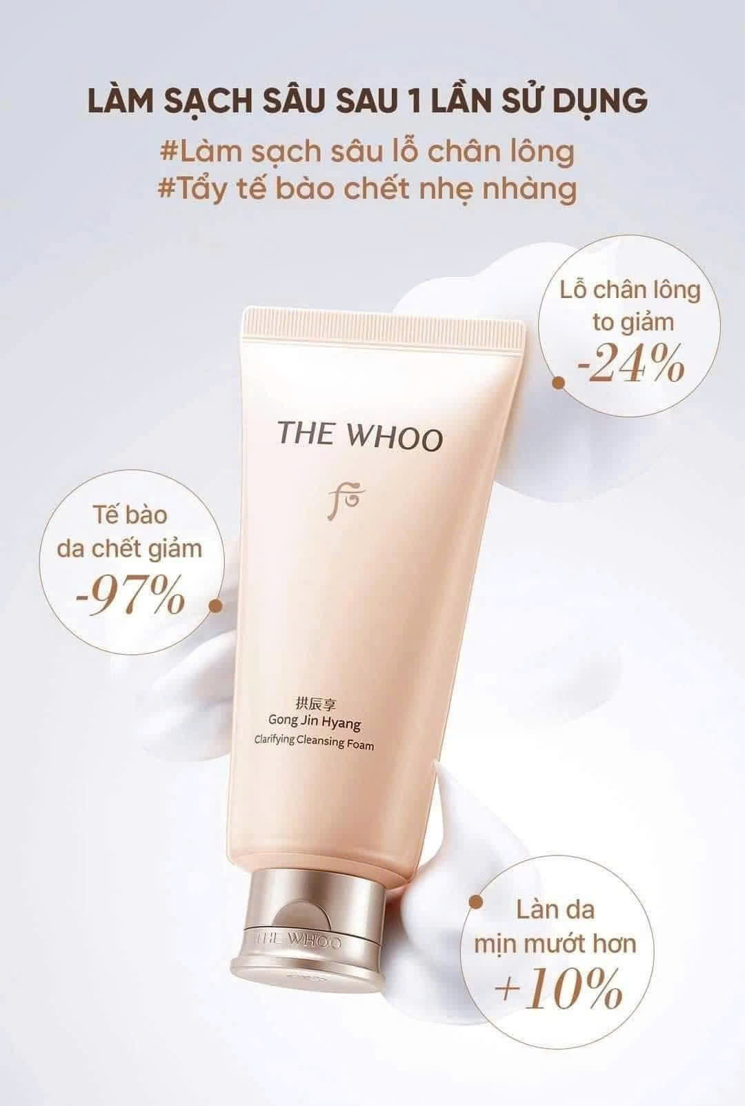 Set Sữa Rửa Mặt Dưỡng Ẩm Whoo Gongjinhyang Clarifying Cleansing Foam Special Set