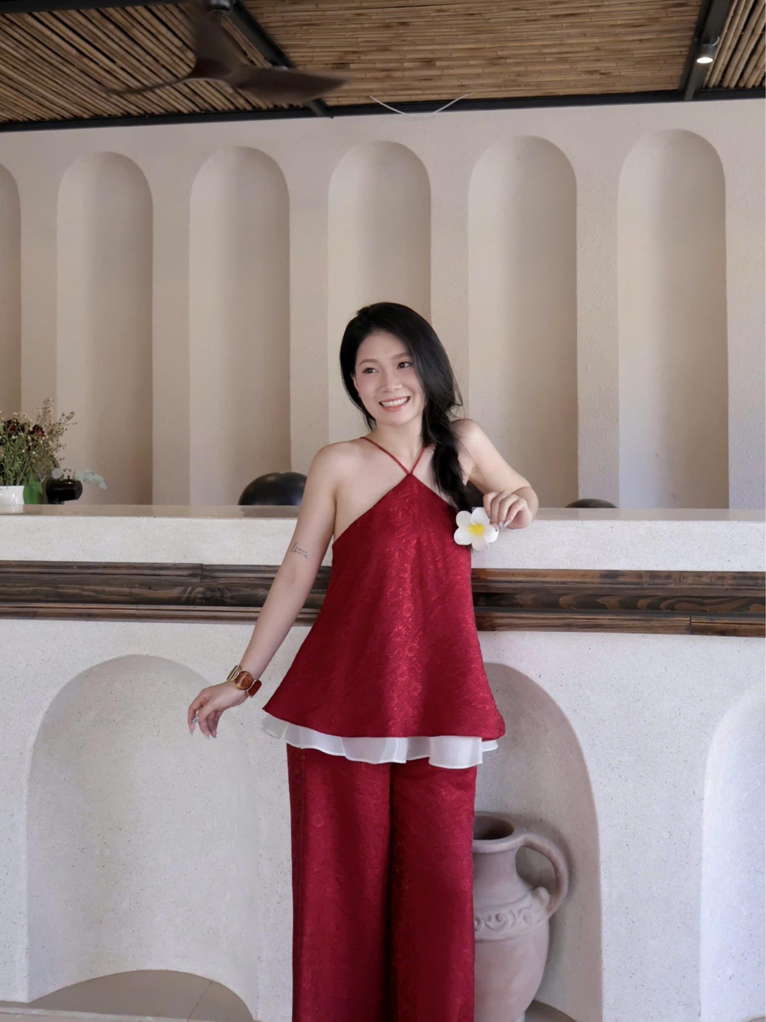 |SET-004| LIÊN HƯƠNG Set Yếm Cột Dây Kèm Quần Ống Rộng