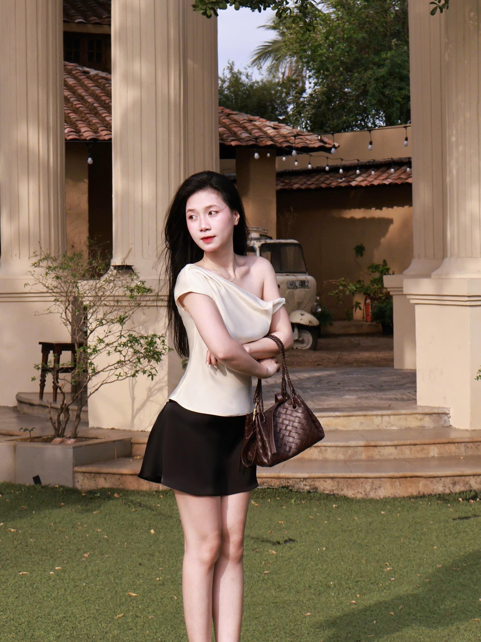 |AOL-001| Áo Lụa Lệch Vai Hàn Châu