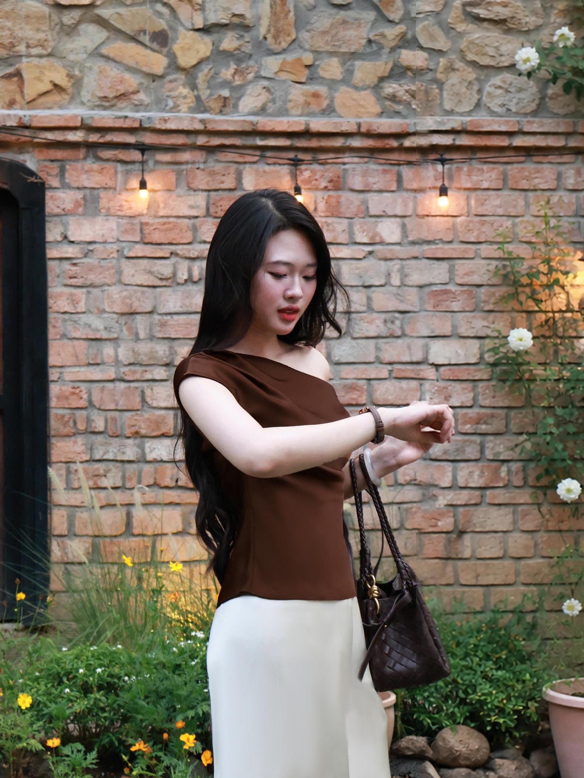 |AOL-001| Áo Lụa Lệch Vai Hàn Châu