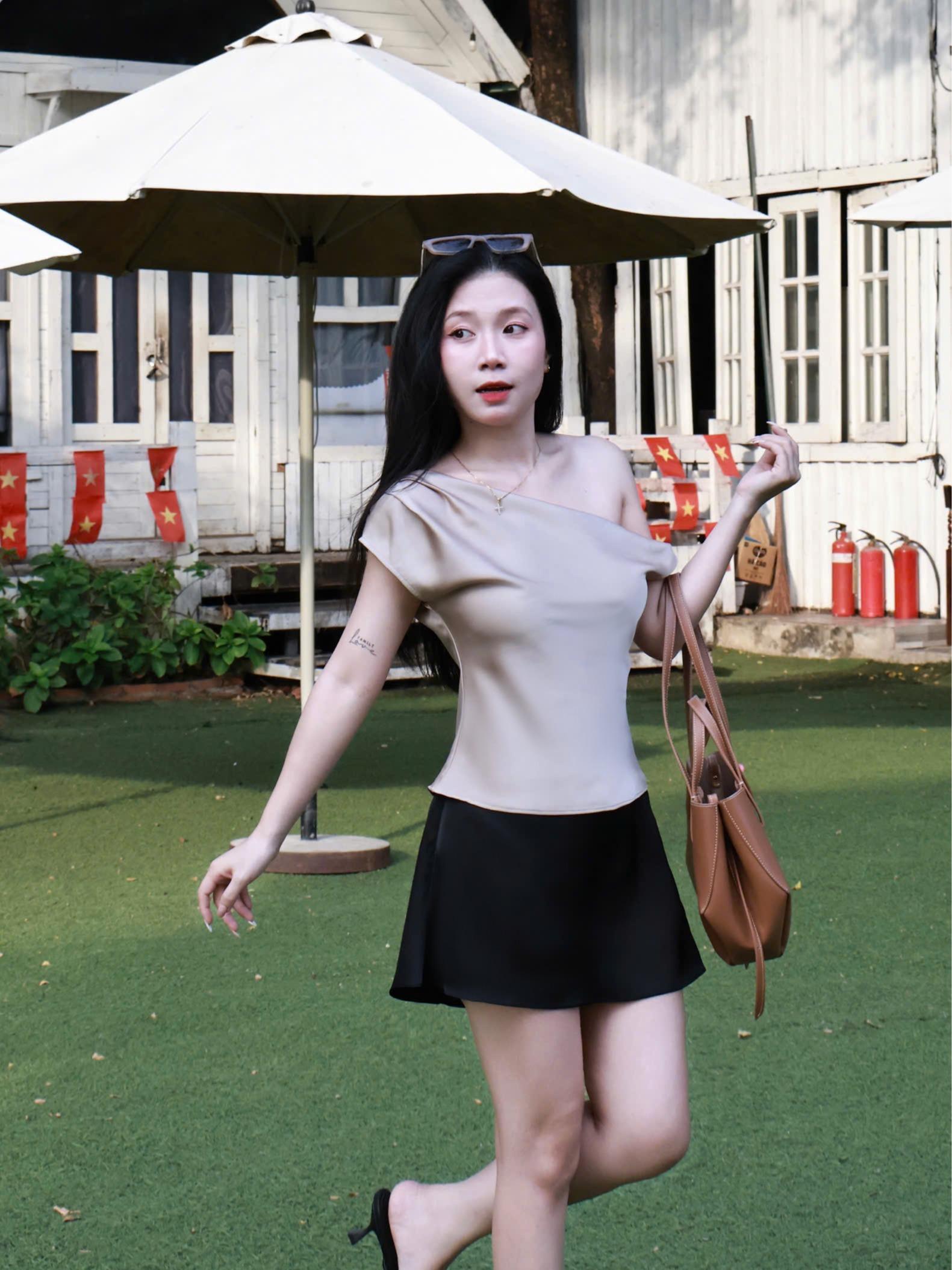 |AOL-001| Áo Lụa Lệch Vai Hàn Châu
