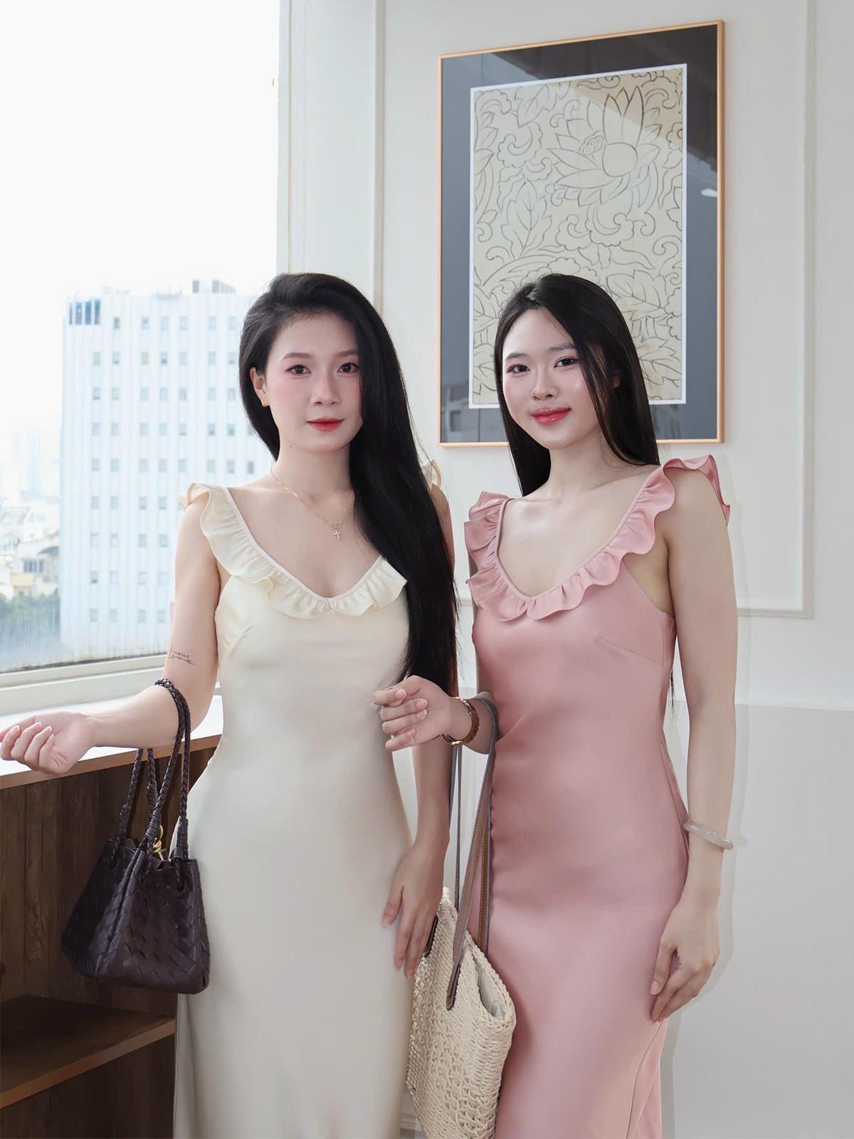 |DLD-027| Đầm Lụa 2 Dây Bèo, Form Dài Có Dây Kéo