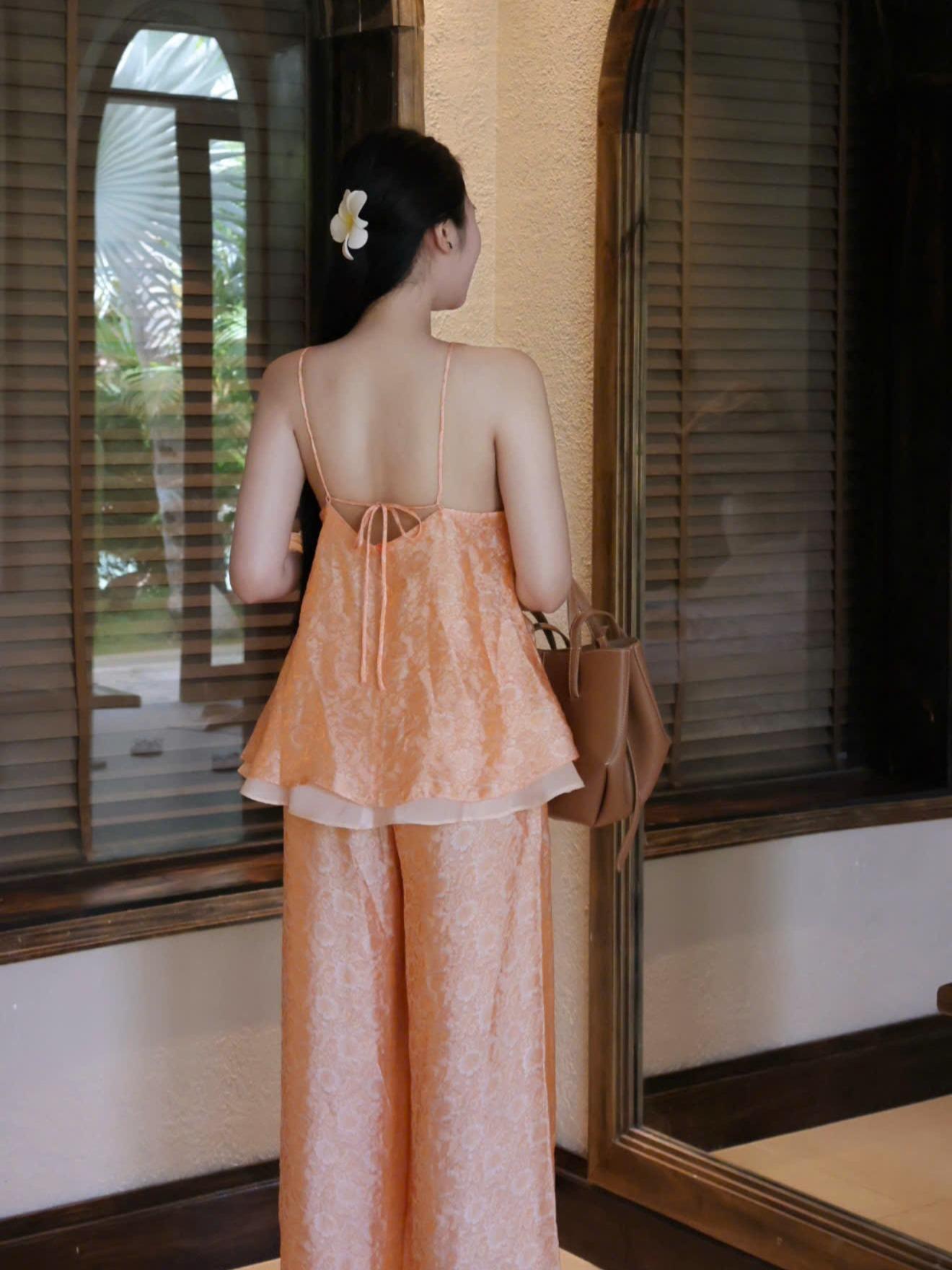 |SET-004| LIÊN HƯƠNG Set Yếm Cột Dây Kèm Quần Ống Rộng