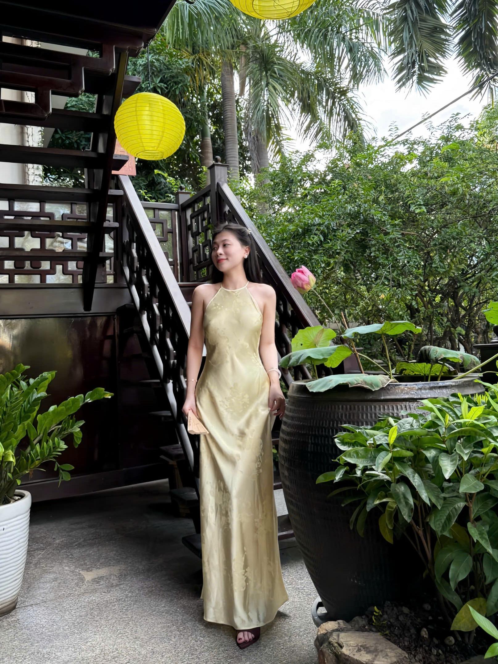 |DLD-021|THIÊN ĐIỆP Đầm Lụa Yếm Gấm