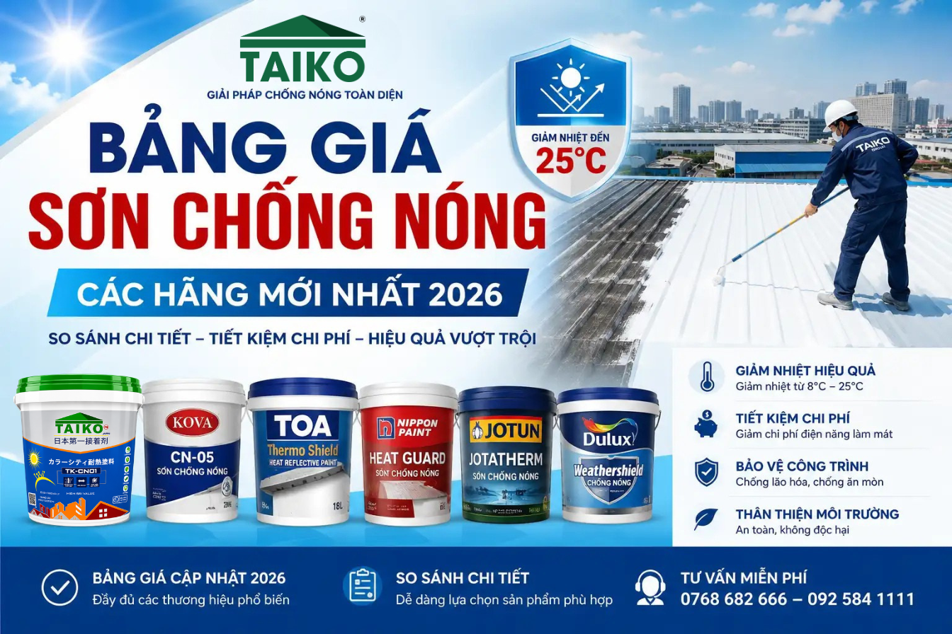Bảng Giá Sơn Chống Nóng Các Hãng Mới Nhất 2026 | So Sánh Chi Tiết