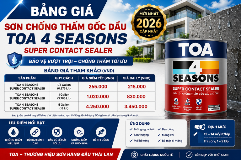 Bảng Giá Sơn Chống Thấm Gốc Dầu TOA 4 Seasons Super Contact Sealer 2026