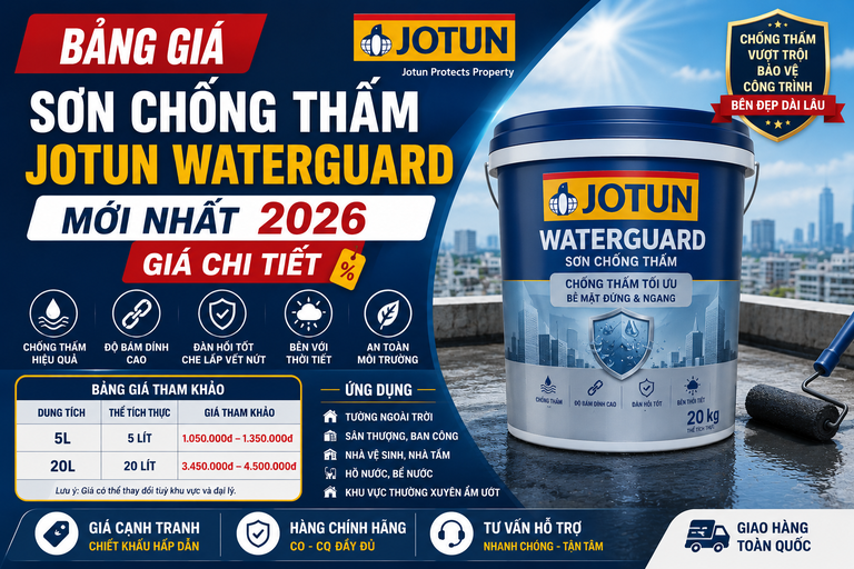 Bảng Giá Sơn Chống Thấm Jotun WaterGuard Mới Nhất 2026 | Giá Chi Tiết