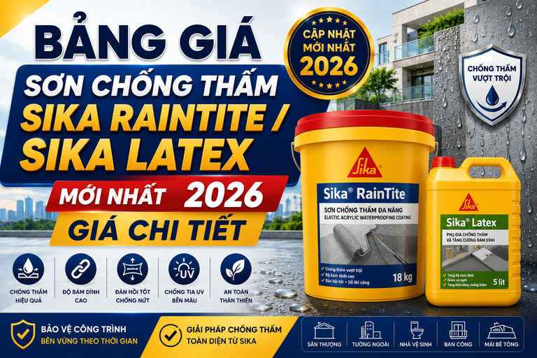 Bảng Giá Sơn Chống Thấm Sika RainTite & Sika Latex Mới Nhất 2026