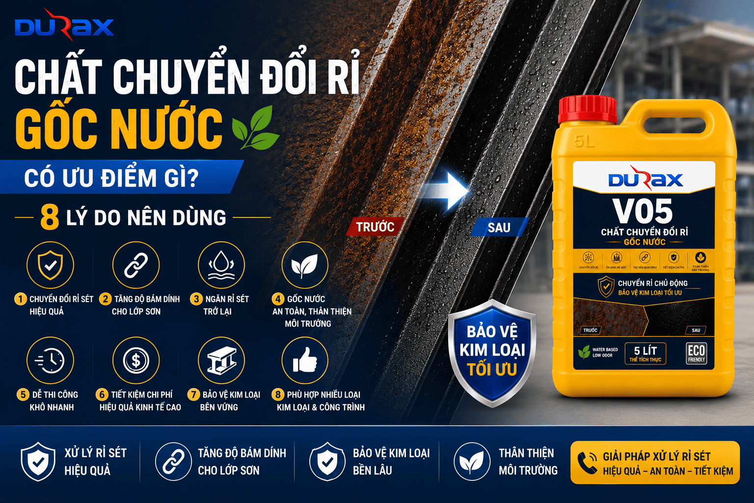 Chất Chuyển Đổi Rỉ Gốc Nước Có Ưu Điểm Gì? 8 Lý Do Nên Dùng