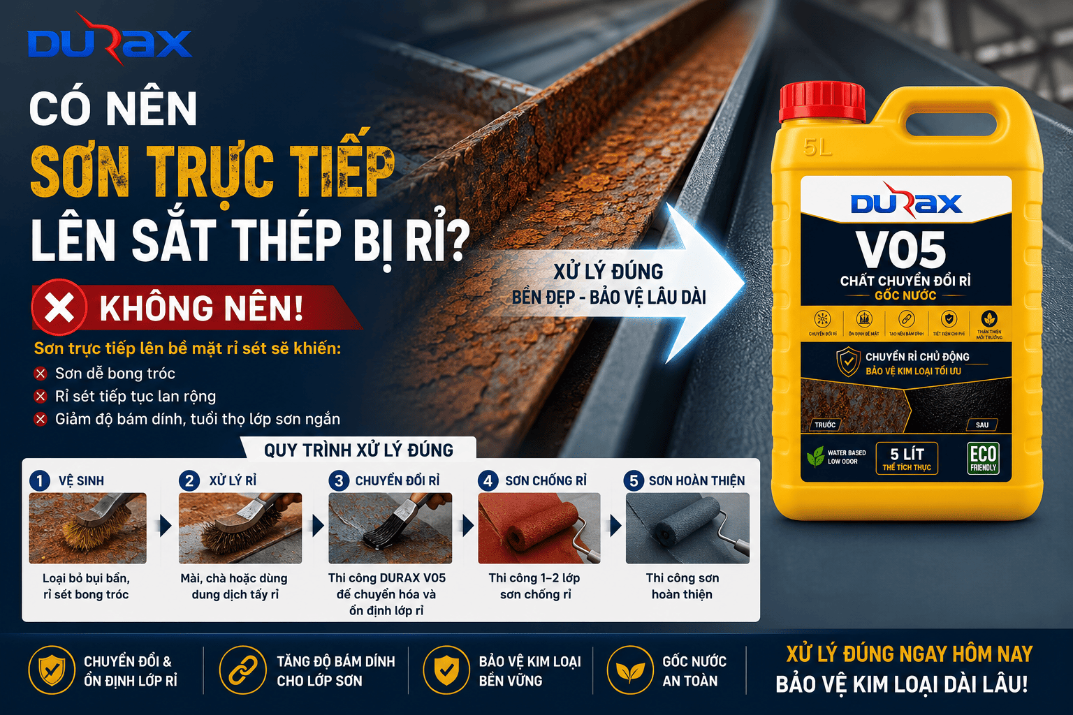 Có Nên Sơn Trực Tiếp Lên Sắt Thép Bị Rỉ Không?