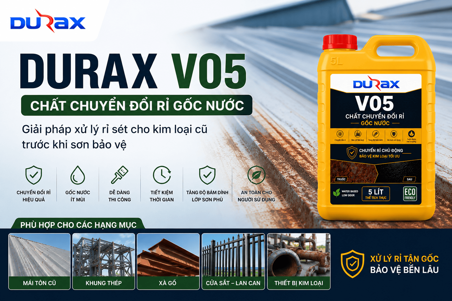 DURAX V05 Là Gì? Chất Chuyển Đổi Rỉ Cho Kim Loại Cũ