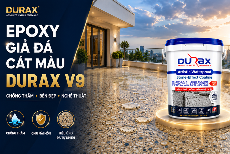 Epoxy Giả Đá Cát Màu DURAX V9 – Giải Pháp Chống Thấm Nghệ Thuật Cao Cấp