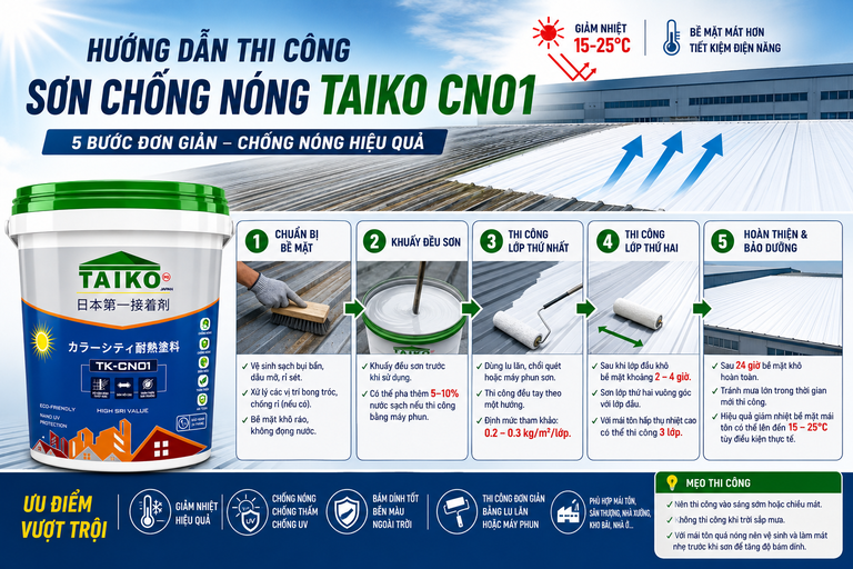 Hướng Dẫn Thi Công Sơn Chống Nóng TAIKO CN01