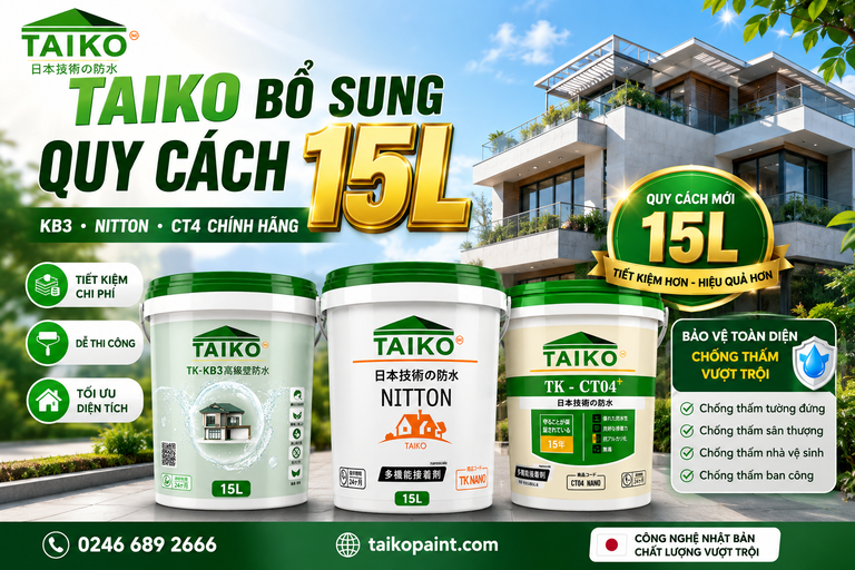 TAIKO Bổ Sung Quy Cách 15L Cho KB3, NITTON Và CT4 Chính Hãng