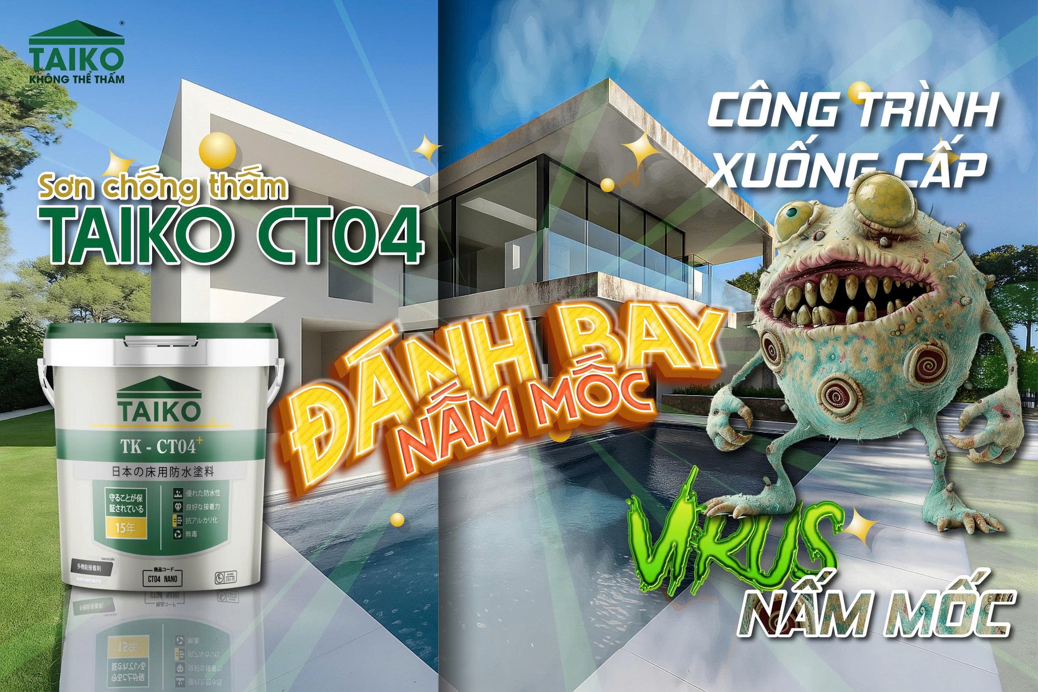 Đánh Bay Nấm Mốc – Bảo Vệ Ngôi Nhà Với Sơn Chống Thấm Taiko CT4