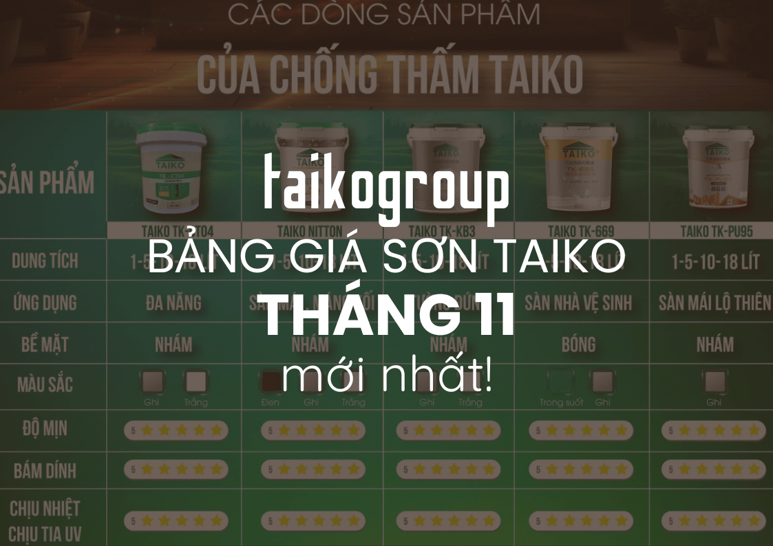 Bảng Giá Sơn Chống Thấm TAIKO Mới Nhất Tháng 11/2025
