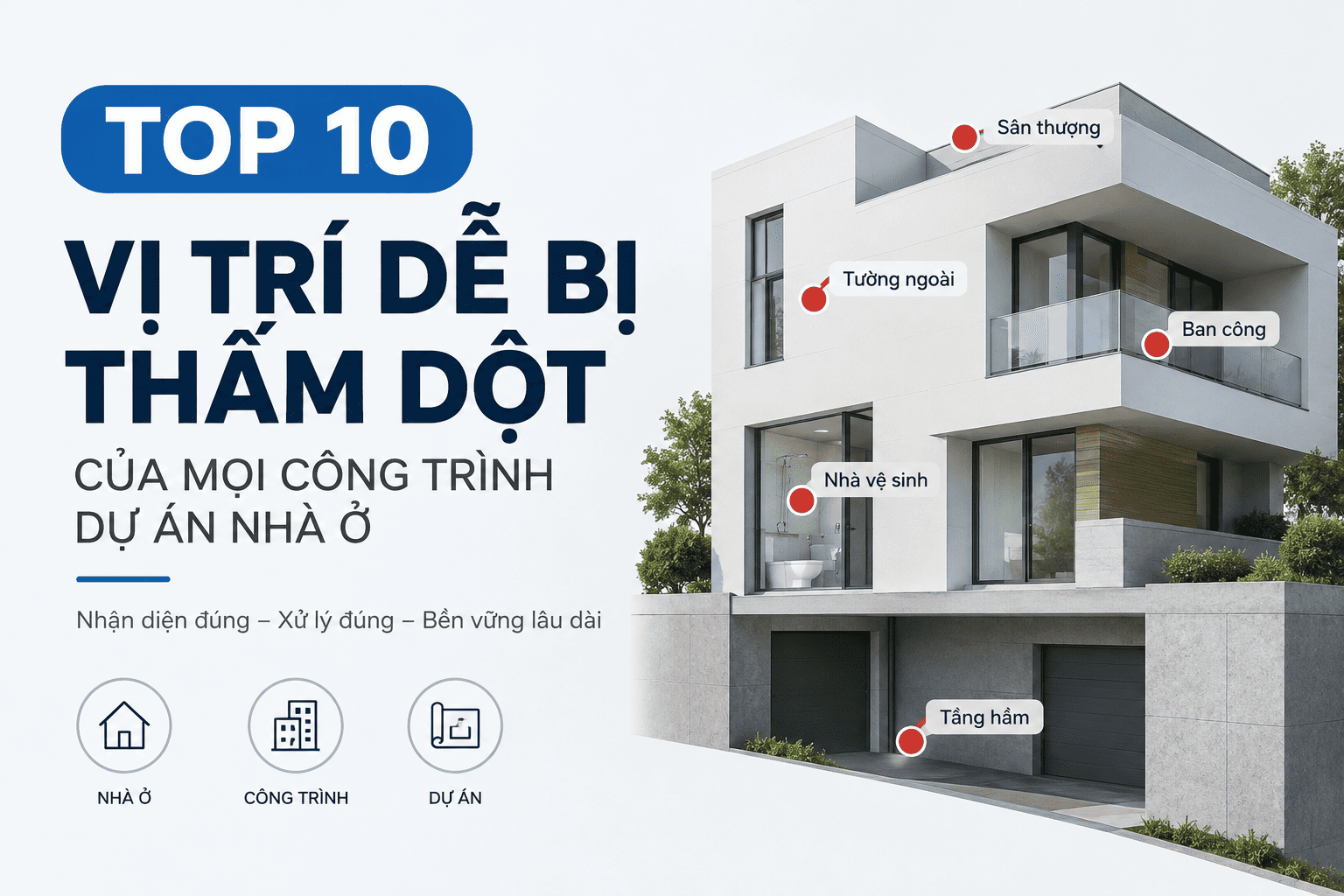 Top 10 Vị Trí Dễ Bị Thấm Dột Nhất Công Trình & Nhà Ở
