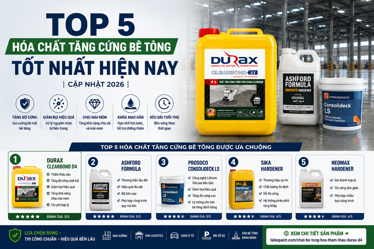 Top 5 Hóa Chất Tăng Cứng Bê Tông Tốt Nhất Hiện Nay [Cập Nhật 2026]