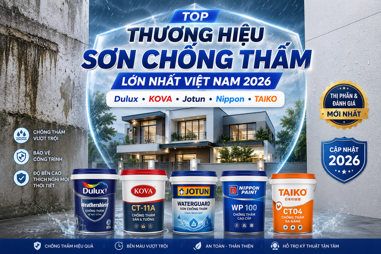 Top Thương Hiệu Sơn Chống Thấm Lớn Nhất Việt Nam 2026 – Ai Đang Dẫn Đầu Thị Trường?