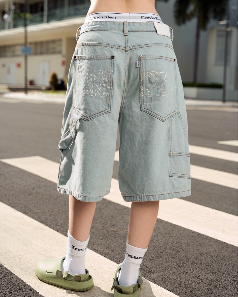 Insane® Patch Denim Shorts - Light Blue