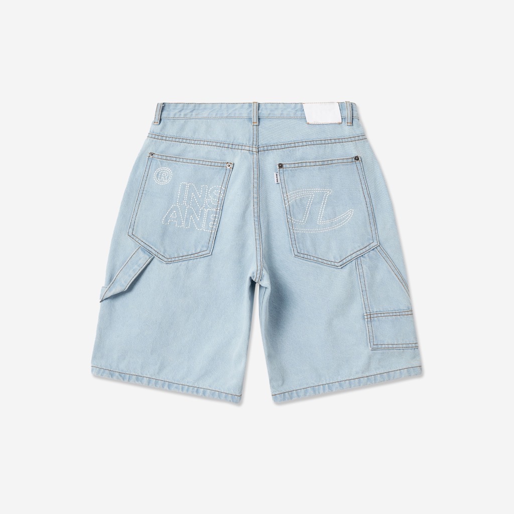 Insane® Patch Denim Shorts - Light Blue