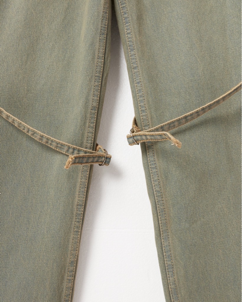 Insane® Cross Waist Cargo Denim Pants - Dirty Green