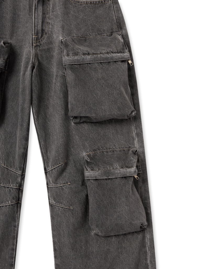 Insane® Cargo Denim Pants - Dark Grey