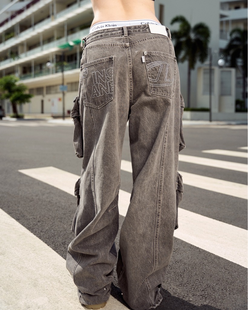 Insane® Cargo Denim Pants - Dark Grey