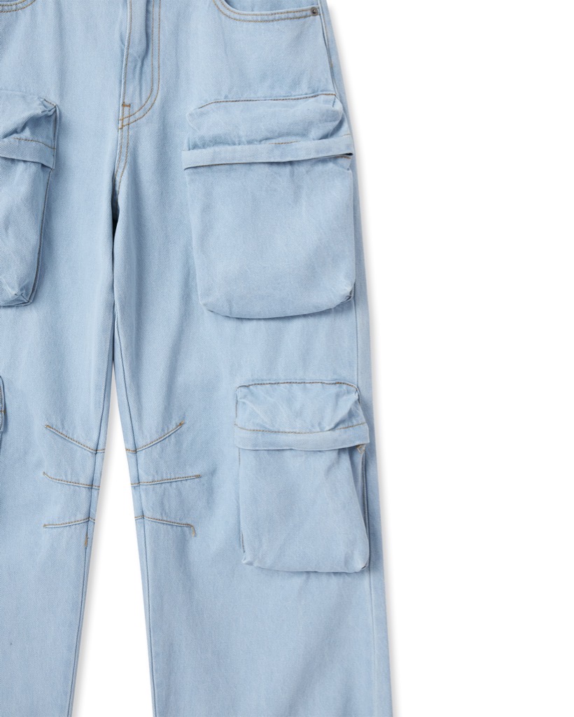 Insane® Cargo Denim Pants - Light Blue