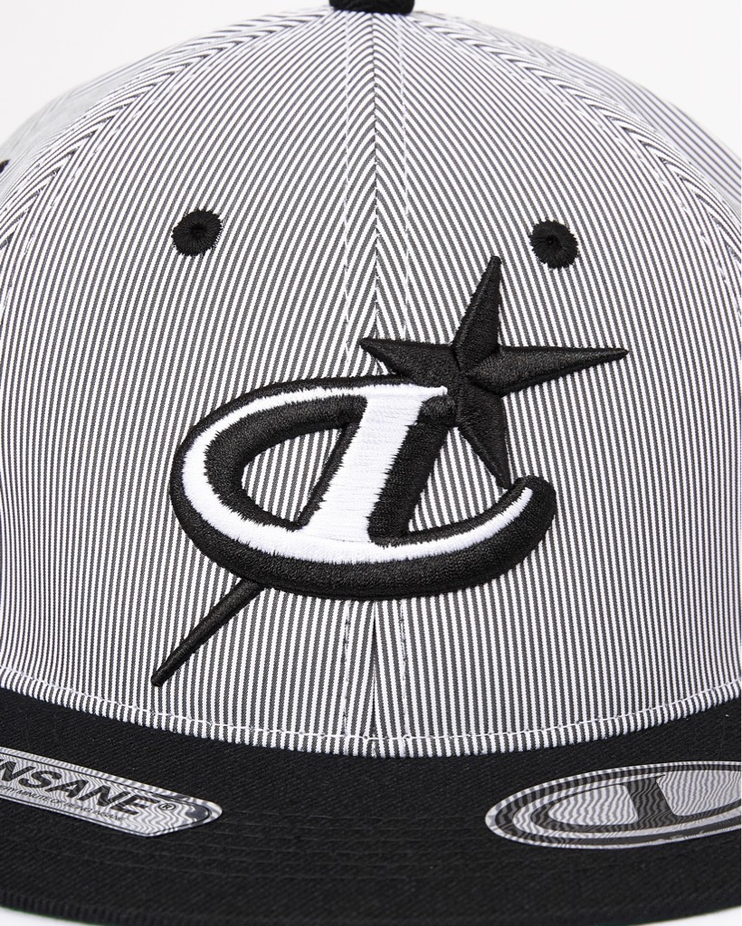 Logo Striped Snapback - Black