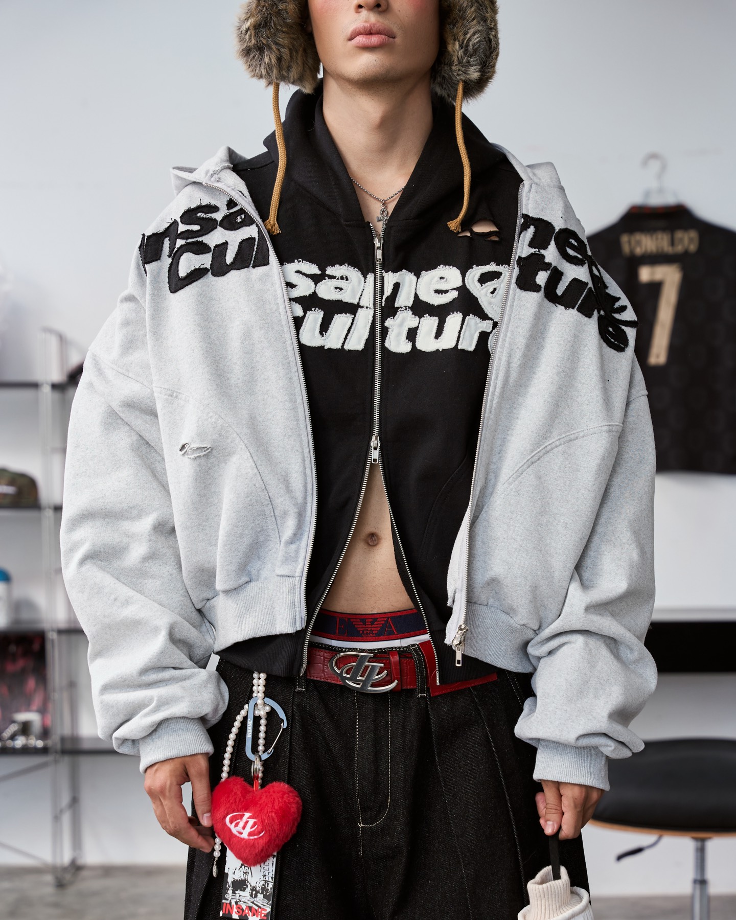 Insane® Static Noise Hoodie Zip - Black